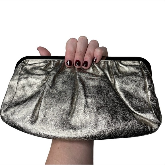 Express y2k metallic silver clutch clasp wallet